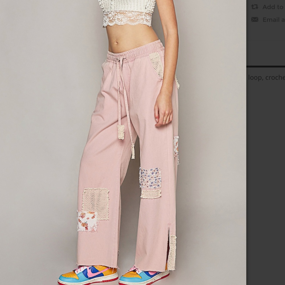 POL NWOT Pink Boot Cut Flare Pants with Patchwork